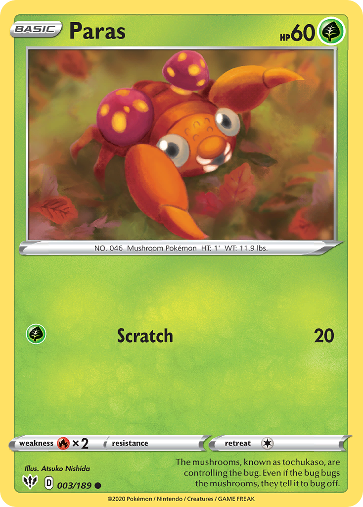 Paras (3/189) [Sword & Shield: Darkness Ablaze] - Destination Retro