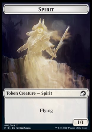 Spirit // Zombie (015) Double-sided Token [Innistrad: Midnight Hunt Tokens] - Destination Retro