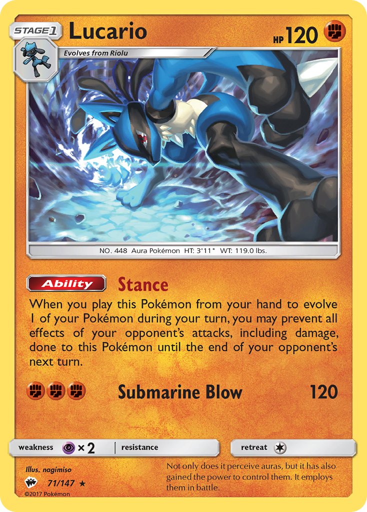 Lucario (SM Burning Shadows) (71/147) [Theme Deck Exclusives] - Destination Retro