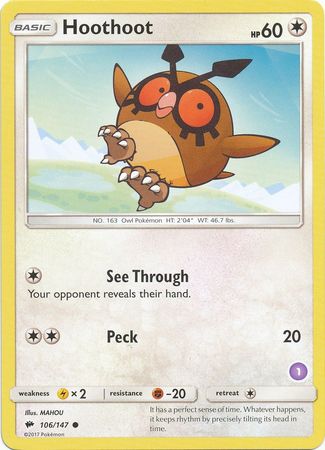Hoothoot (106/147) [Sun & Moon: Trainer Kit - Alolan Sandslash & Alolan Ninetales] - Destination Retro