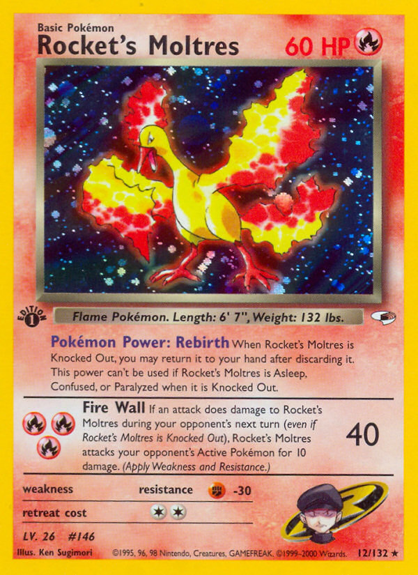 Rocket's Moltres (12/132) [Gym Heroes 1st Edition] - Destination Retro