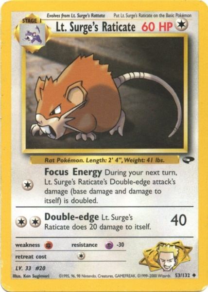 Lt. Surge's Raticate (53/132) [Gym Challenge Unlimited] - Destination Retro