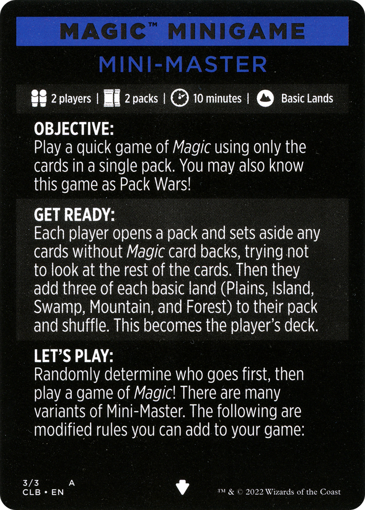 Mini-Master (Magic Minigame) [Commander Legends: Battle for Baldur's Gate Minigame] - Destination Retro
