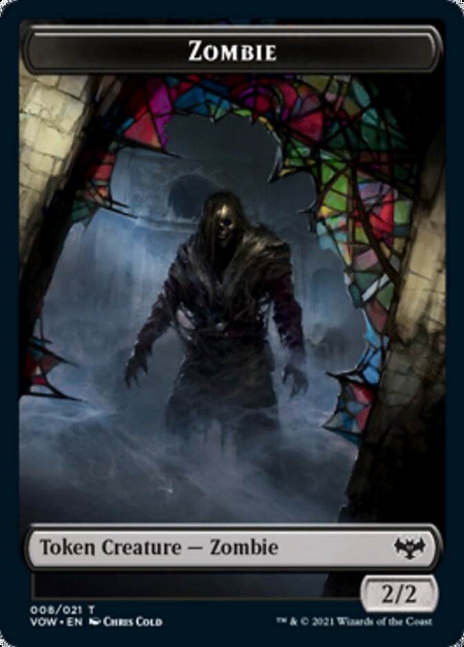 Zombie (008) // Treasure Double-sided Token [Innistrad: Crimson Vow Tokens] - Destination Retro