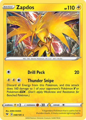 Zapdos (48) [Sword & Shield: Vivid Voltage] - Destination Retro