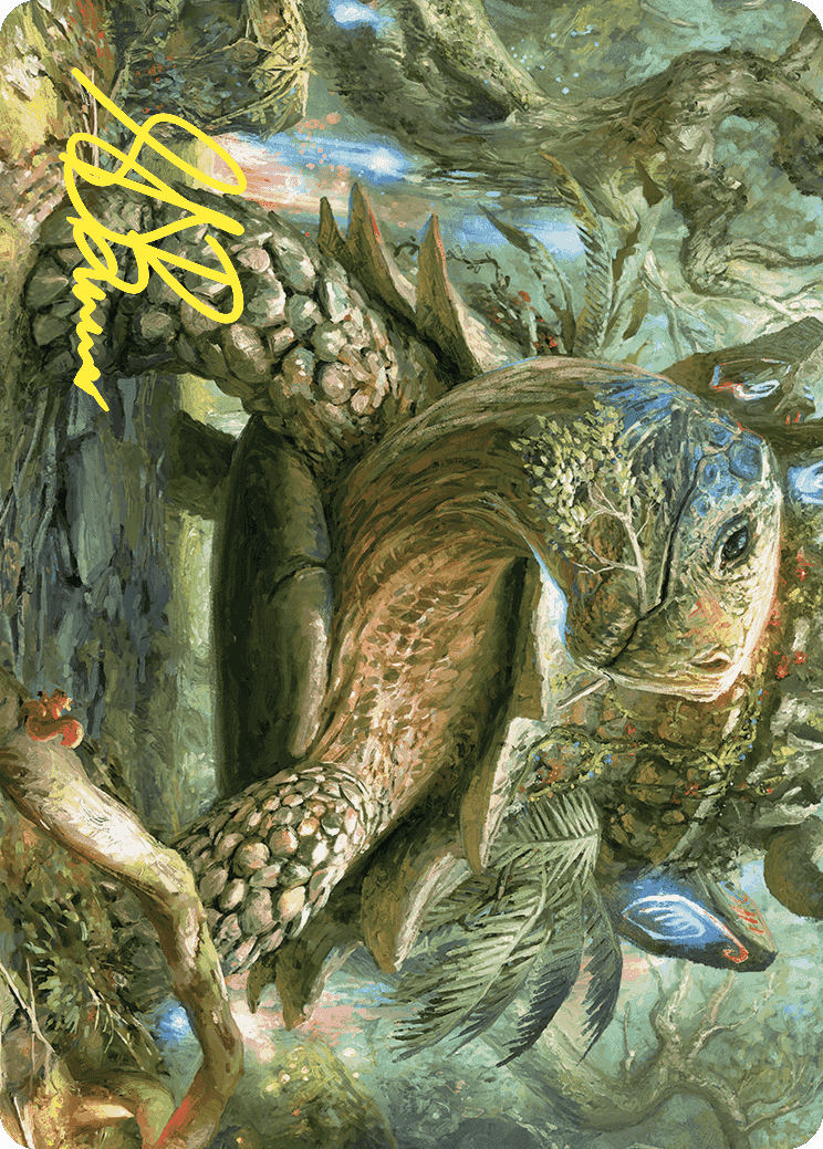 Blossoming Tortoise Art Card (Gold-Stamped Signature) [Wilds of Eldraine Art Series] - Destination Retro