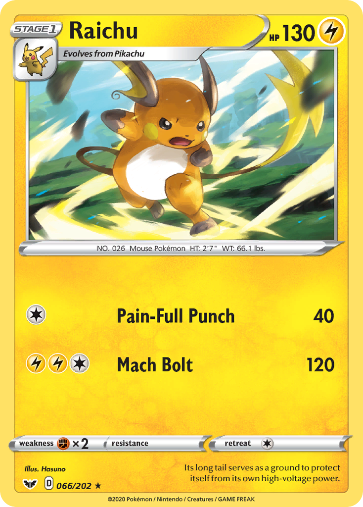 Raichu (66/202) [Sword & Shield: Base Set] - Destination Retro