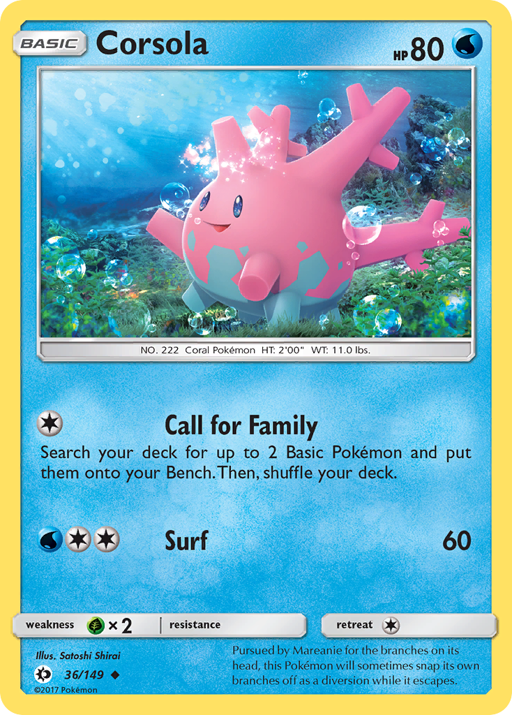Corsola (36/149) [Sun & Moon: Base Set] - Destination Retro