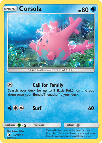 Corsola (36/149) [Sun & Moon: Base Set] - Destination Retro