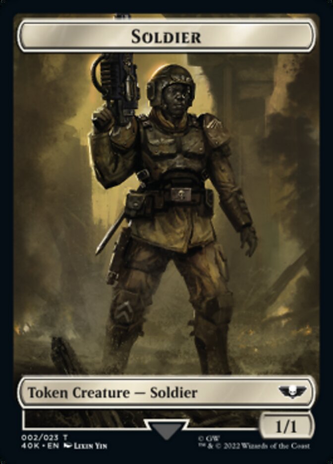 Soldier (002) // Zephyrim Double-sided Token (Surge Foil) [Universes Beyond: Warhammer 40,000 Tokens] - Destination Retro