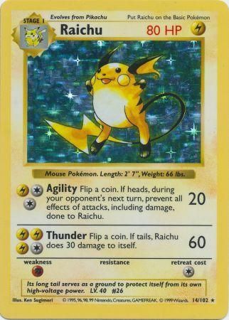 Raichu (14/102) [Base Set Shadowless Unlimited] - Destination Retro