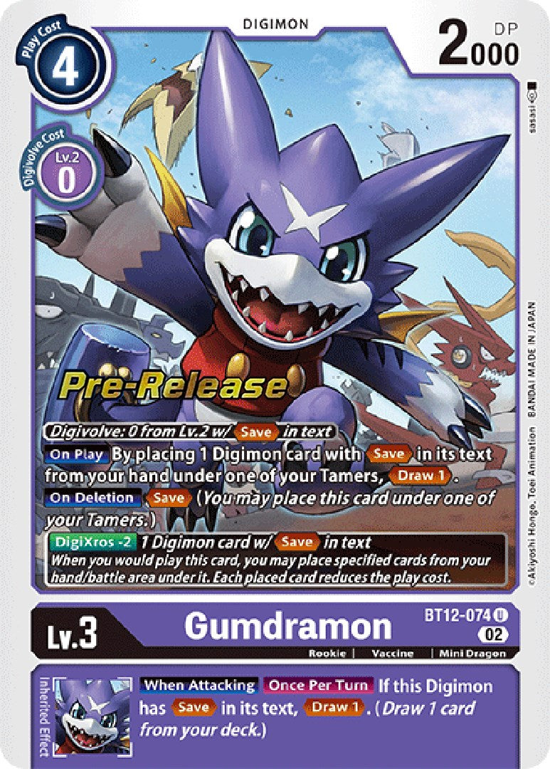 Gumdramon [BT12-074] [Across Time Pre-Release Cards] - Destination Retro