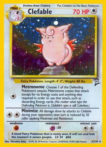 Clefable (5/130) [Base Set 2] - Destination Retro