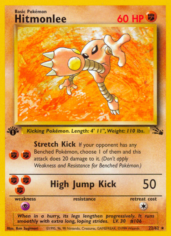 Hitmonlee (22/62) [Fossil 1st Edition] - Destination Retro