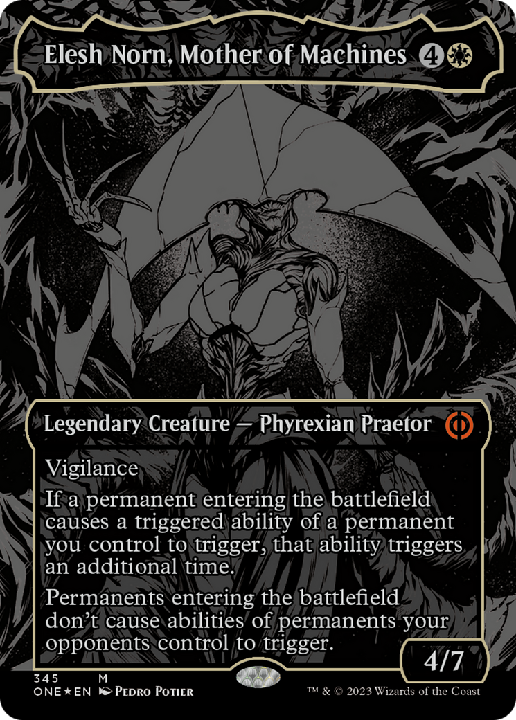 Elesh Norn, Mother of Machines (Oil Slick Raised Foil) [Phyrexia: All Will Be One] - Destination Retro
