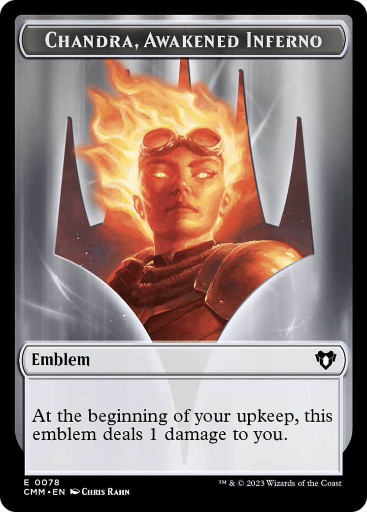 Chandra, Awakened Inferno Emblem // Wizard Double-Sided Token [Commander Masters Tokens] - Destination Retro