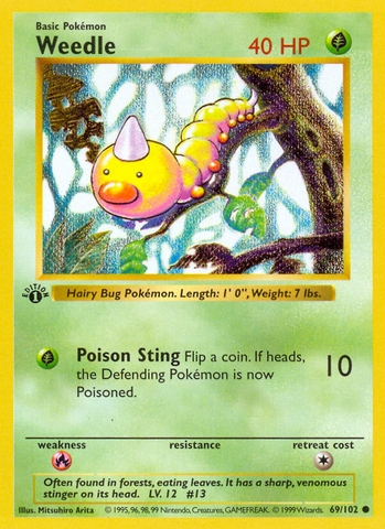 Weedle (69/102) [Base Set 1st Edition] - Destination Retro
