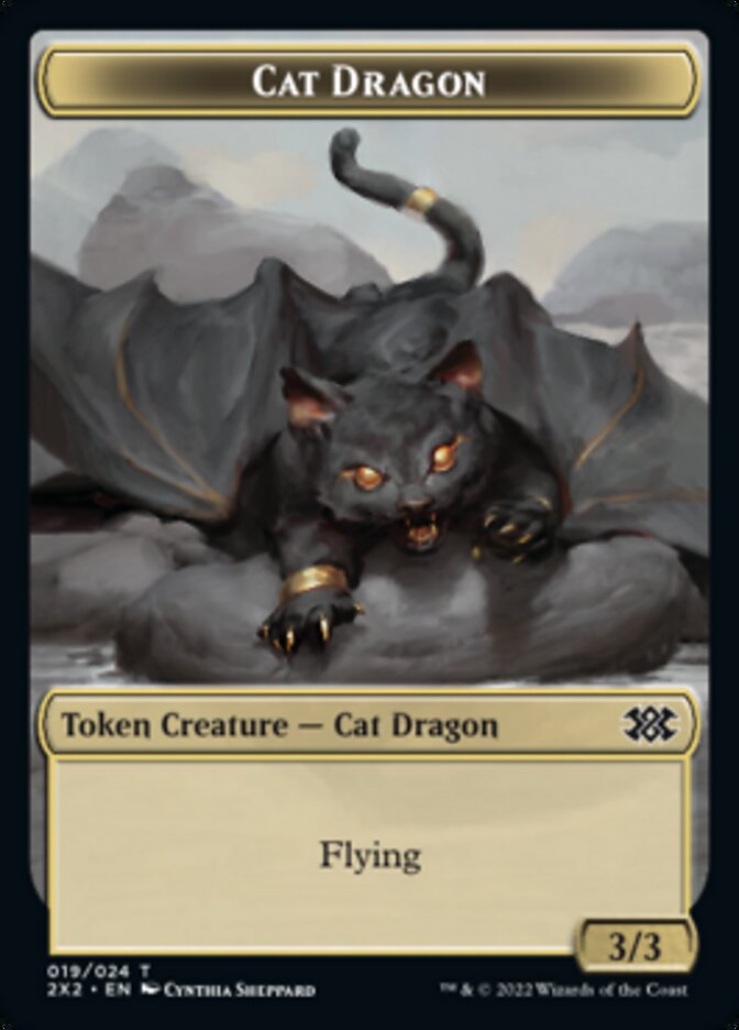 Cat Dragon // Knight Double-sided Token [Double Masters 2022 Tokens] - Destination Retro