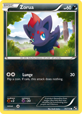 Zorua (70/114) [Black & White: Base Set] - Destination Retro