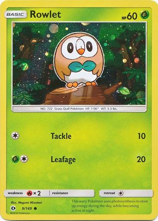 Rowlet (9/149) (Cosmos Holo) [Sun & Moon: Base Set] - Destination Retro