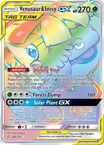 Venusaur & Snivy GX (249/236) [Sun & Moon: Cosmic Eclipse] - Destination Retro