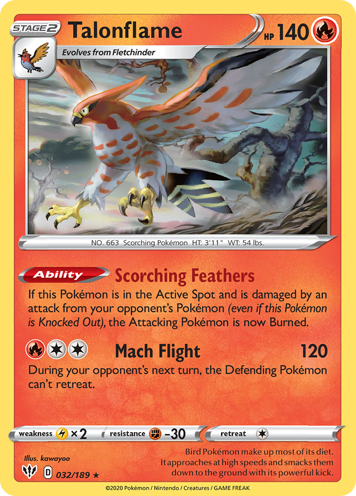 Talonflame (32/189) [Sword & Shield: Darkness Ablaze] - Destination Retro