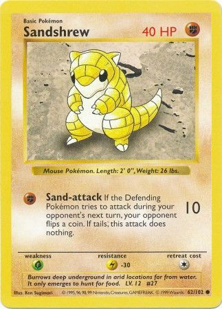 Sandshrew (62/102) [Base Set Shadowless Unlimited] - Destination Retro