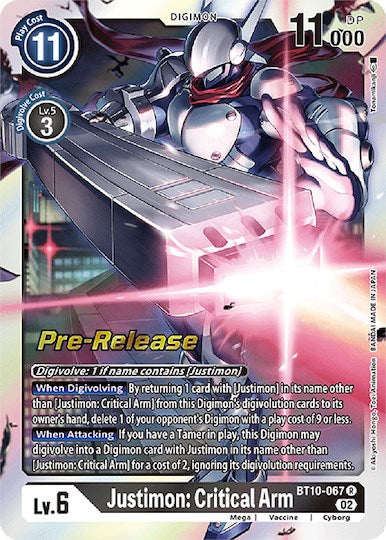 Justimon: Critical Arm [BT10-067] [Xros Encounter Pre-Release Cards] - Destination Retro