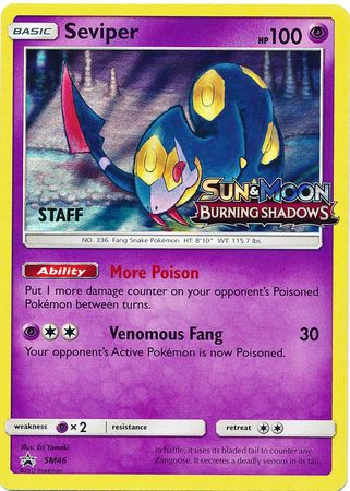 Seviper (SM46) (Staff Prerelease Promo) [Sun & Moon: Black Star Promos] - Destination Retro