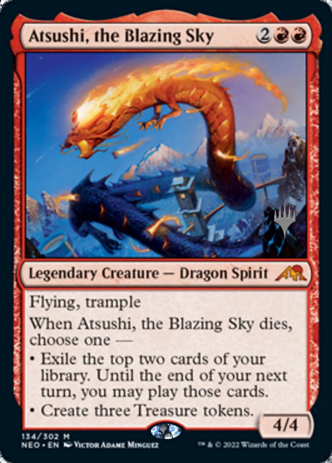 Atsushi, the Blazing Sky (Promo Pack) [Kamigawa: Neon Dynasty Promos] - Destination Retro