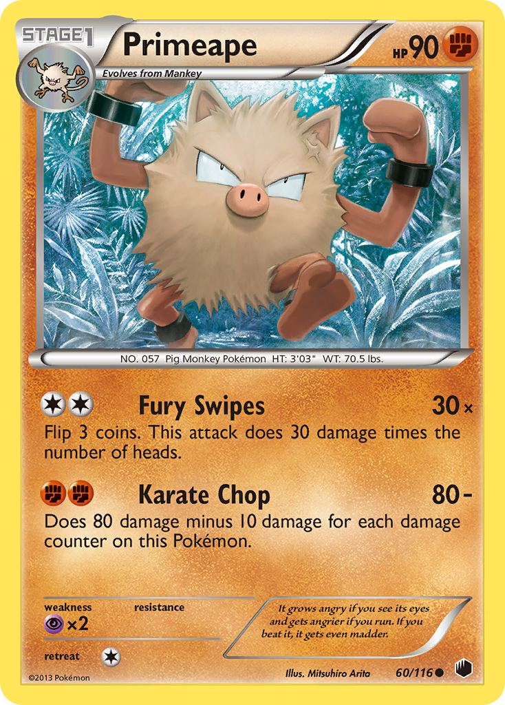 Primeape (60/116) [Black & White: Plasma Freeze] - Destination Retro