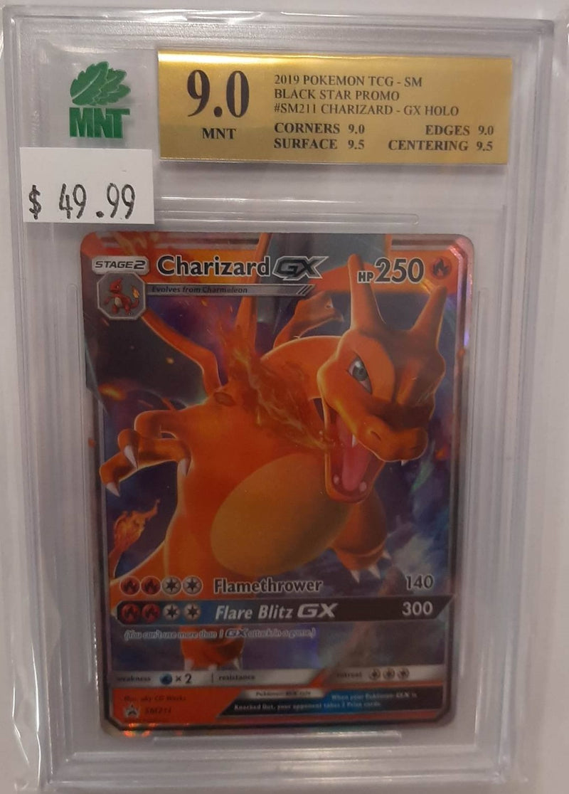 MNT - 9.0 - Charizard - GX Holo Black Star Promo - Pokemon TCG Sun & Moon Series - Destination Retro