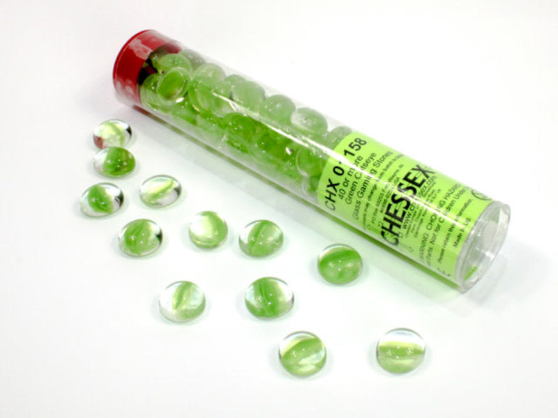 GLASS GAMING STONES - GREEN CATSEYE - Destination Retro