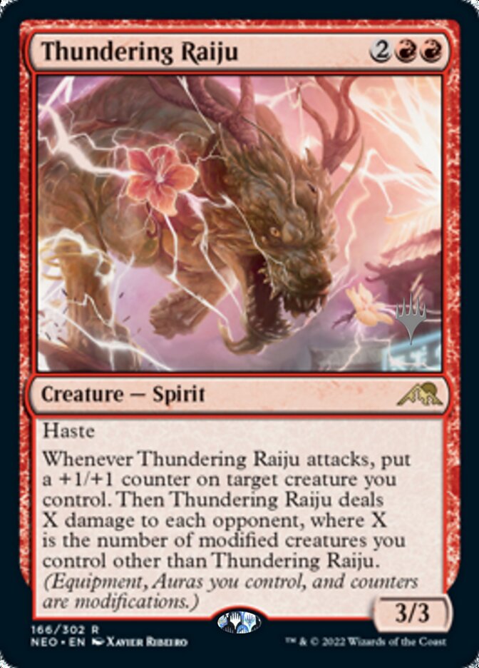 Thundering Raiju (Promo Pack) [Kamigawa: Neon Dynasty Promos] - Destination Retro