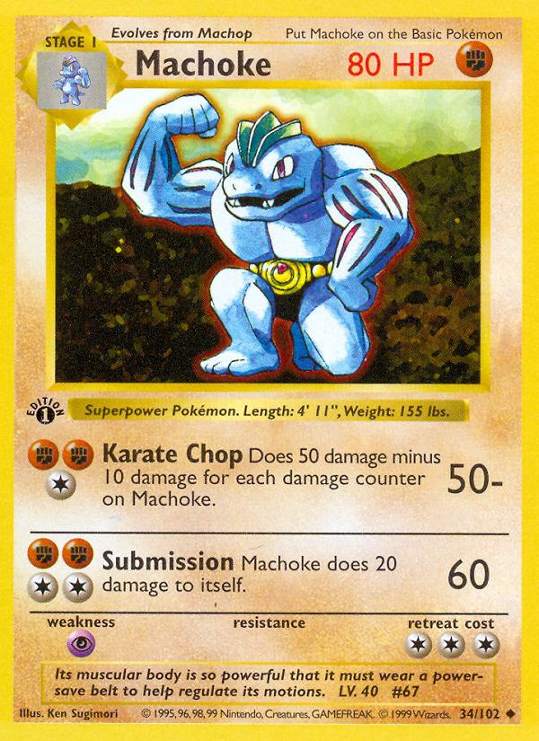 Machoke (34/102) [Base Set 1st Edition] - Destination Retro