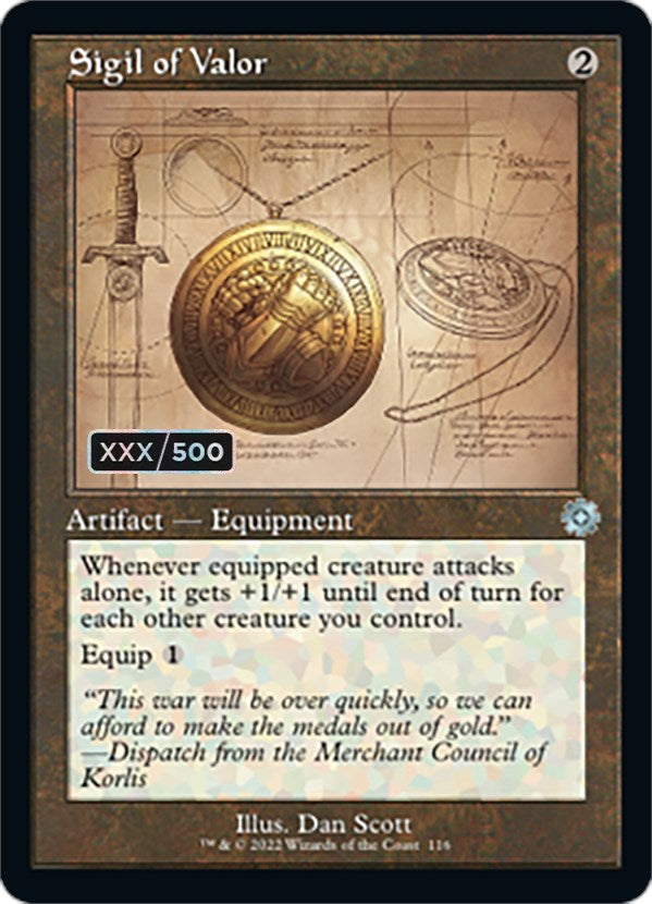 Sigil of Valor (Retro Schematic) (Serial Numbered) [The Brothers' War Retro Artifacts] - Destination Retro