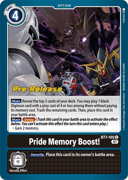 Pride Memory Boost! [BT7-105] [Next Adventure Pre-Release Cards] - Destination Retro