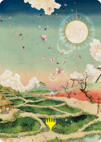 Plains 1 Art Card (Gold-Stamped Signature) [Kamigawa: Neon Dynasty Art Series] - Destination Retro