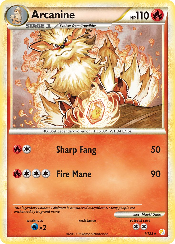 Arcanine (1/123) (Theme Deck Exclusive) [HeartGold & SoulSilver: Base Set] - Destination Retro