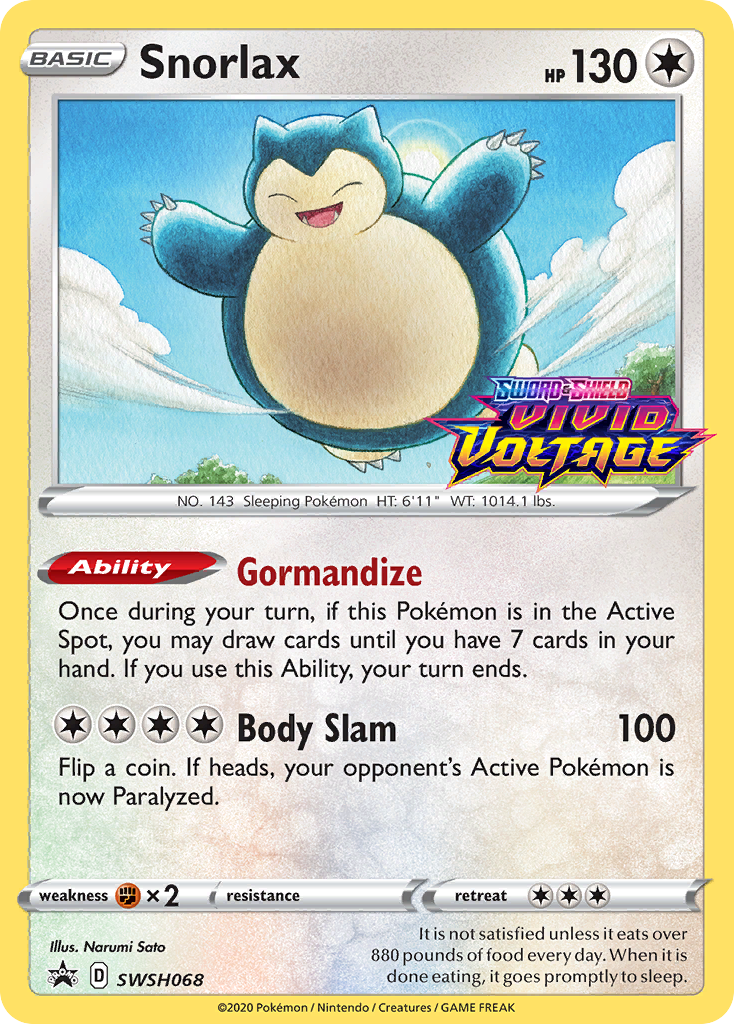 Snorlax (SWSH068) (Prerelease Promo) [Sword & Shield: Black Star Promos] - Destination Retro