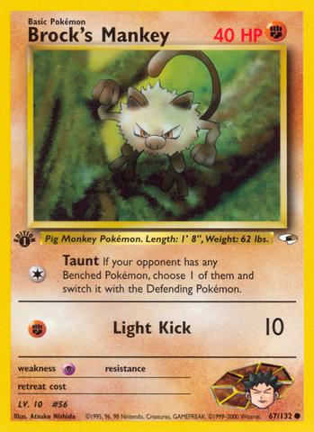 Brock's Mankey (67/132) [Gym Heroes 1st Edition] - Destination Retro
