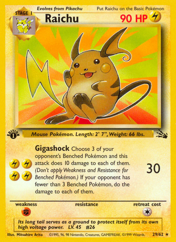 Raichu (29/62) [Fossil 1st Edition] - Destination Retro