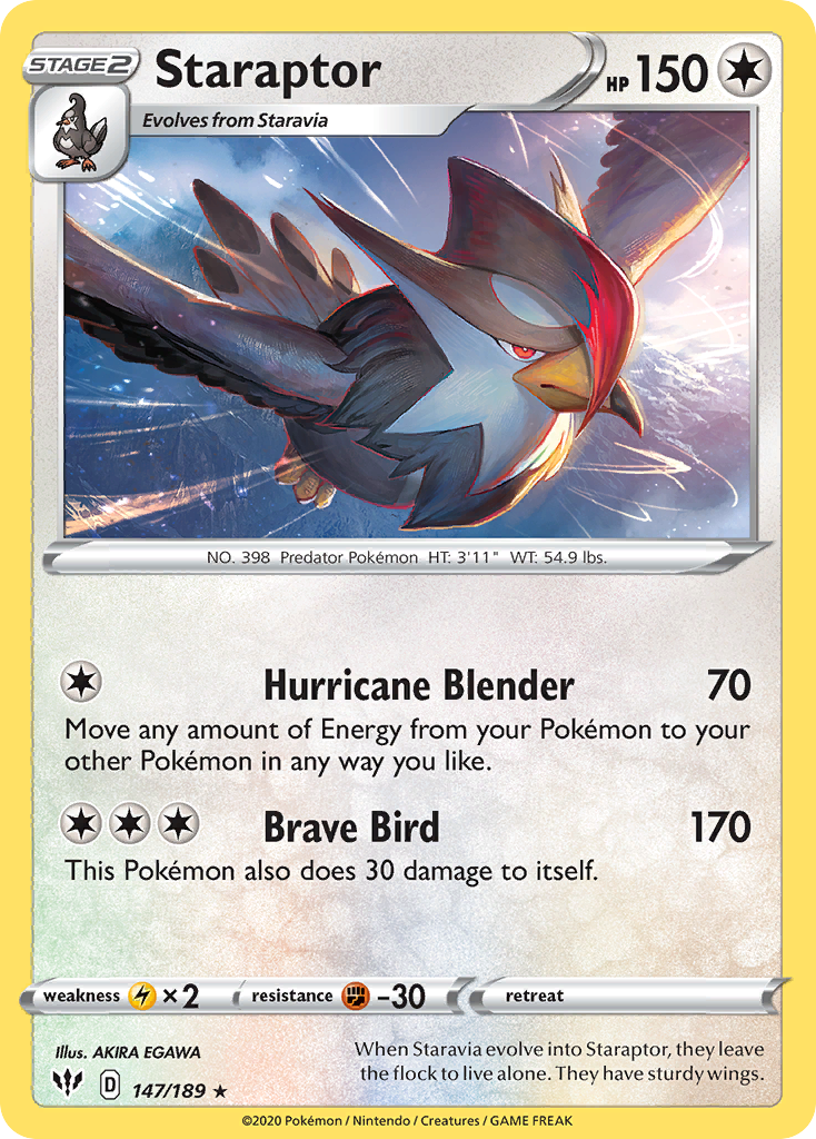 Staraptor (147/189) [Sword & Shield: Darkness Ablaze] - Destination Retro