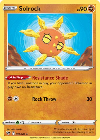 Solrock (92/189) [Sword & Shield: Darkness Ablaze] - Destination Retro