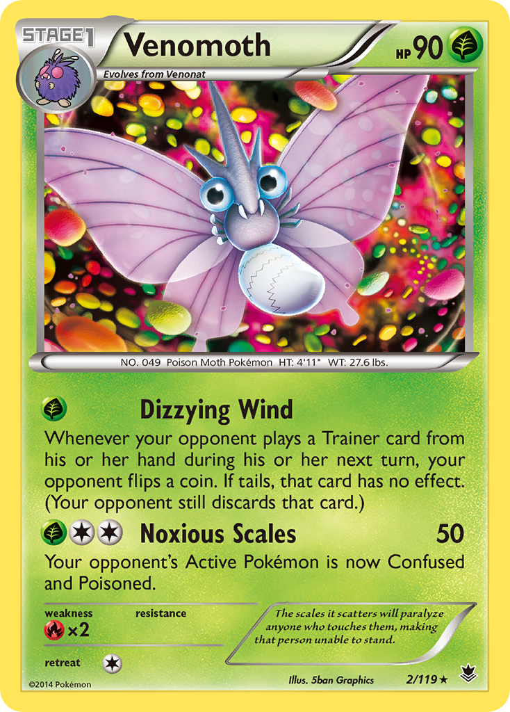 Venomoth (2/119) [XY: Phantom Forces] - Destination Retro