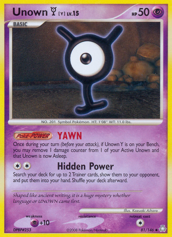 Unown Y (81/146) [Diamond & Pearl: Legends Awakened] - Destination Retro
