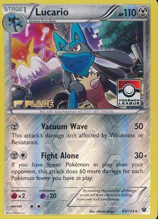 Lucario (63/124) (League Promo 1st Place) [XY: Fates Collide] - Destination Retro