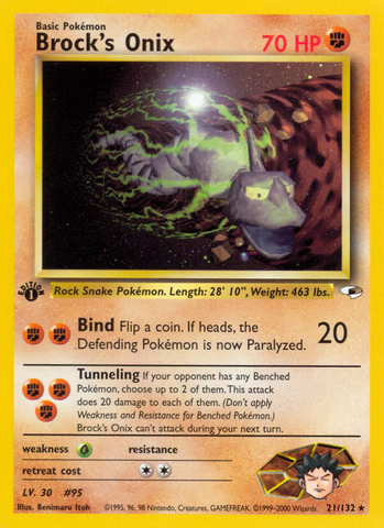 Brock's Onix (21/132) [Gym Heroes 1st Edition] - Destination Retro