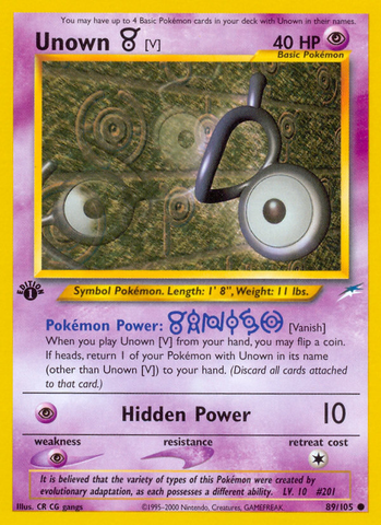 Unown [V] (89/105) [Neo Destiny 1st Edition] - Destination Retro