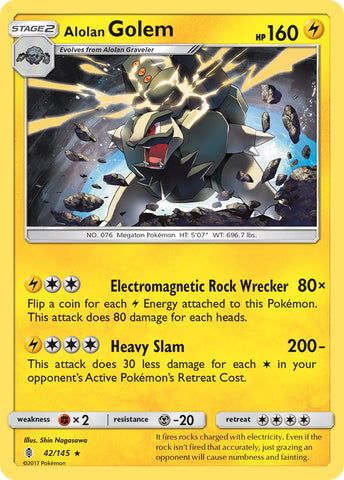 Alolan Golem (42/145) (Cosmos Holo) (Blister Exclusive) [Sun & Moon: Guardians Rising] - Destination Retro